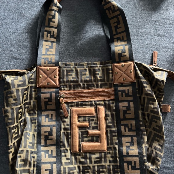 Fendi Black and Brown Logo Handbag